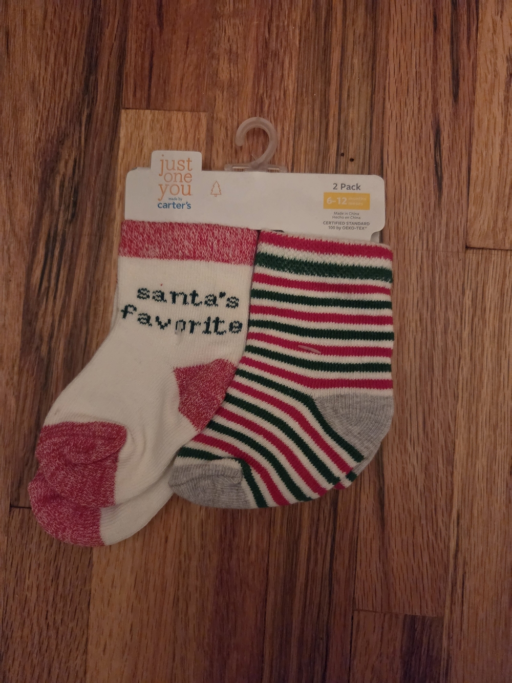 Carter's Baby Holiday Socks 2-Pack - White, Red, Green, Gray